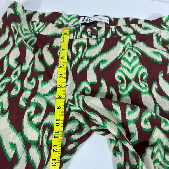 NWT Zara Green & Brown Light Weight Patterned Trousers Size XL F0110 - Picture 9 of 10